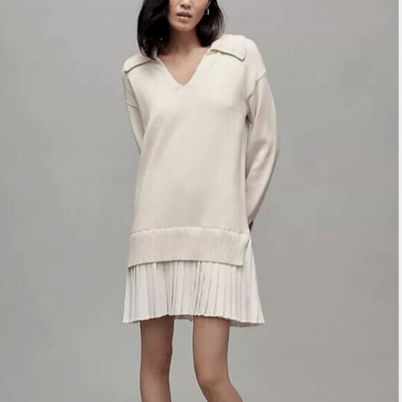 Anthropologie English Factory Twofer Sweater Dress Knit Cream S Small Nwt - Picture 4 of 4